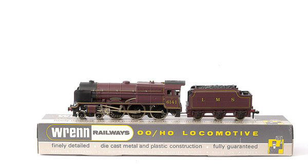 Wrenn W2260/A (ins) 4-6-0 No.6141 "Caledonian": Wrenn W2260/A (ins) 4-6-0 LMS lined maroon Royal Scot Class Loco No.6141 "Caledonian", Tender fitted with Hornby Dublo plastic coupling, paint chips to rear of cab and front of Tender, some corrosion