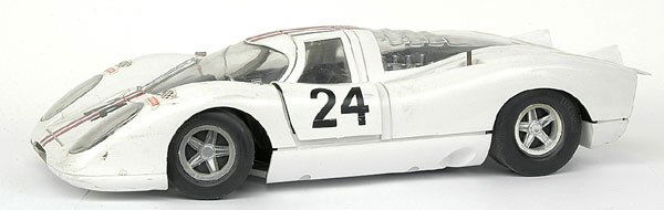 Porsche 917 Sports Car in 1/10th scale by Joustra: An impressive large scale model of a Porsche 917 Sports Car in 1/10th scale by Joustra - white, black interior, racing number 24, "Shell" advertising stickers etc, some light wear to stickers, battery