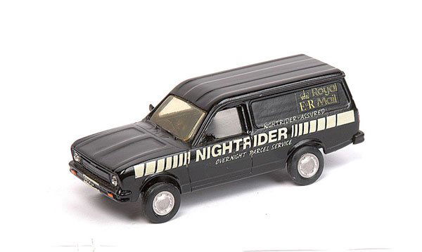 Roxley Morris Ital Van "Royal Mail": Roxley Models Morris Ital Van "Royal Mail Night Rider" - black - this white metal made model is generally Near Mint (apart from very slight wear to front numberplate decal) in Good Plus plain white ca