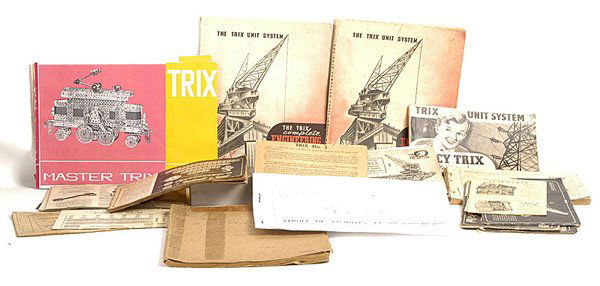 Trix Construction Instruction Manuals & Leaflets: Trix Construction a quantity of instruction manuals and leaflets both pre and post-war including "The Trix Complete Engineering Manual" with a forward by JW Bassett-Lowke. Lacks original covers, anoth