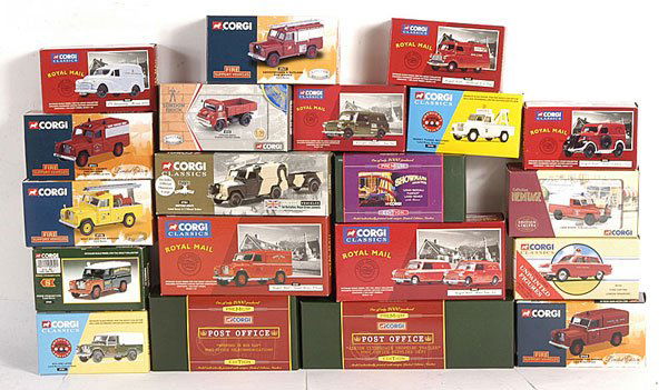 Corgi Classics - A Group of Small Commercials: Corgi Classics, a collection of small Commercial vehicles including - Land Rover (in several versions), Royal Mail Van Mini Set, Post Office Bedford TK and others similar - all Mint in Mint boxes. (20