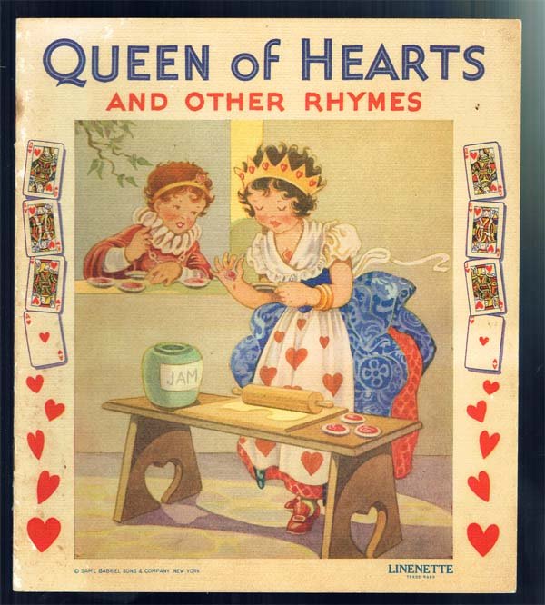 1917,Queen Of Hearts and Other Rhymes: Samuel Gabriel,NY,12 page booklet with color illustrations every page,