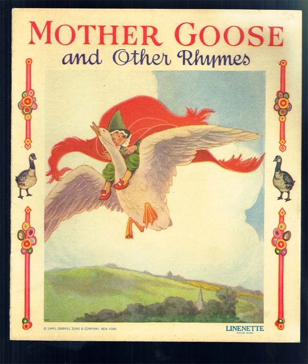 Mother Goose and Other Rhymes 1917: Samuel Gabriel NY Wraps Sq 8vo 12 page booklet with color illustrations every page