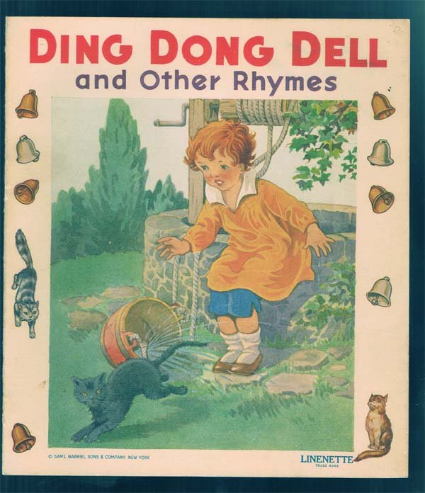 Ding Dong Dell and Other Rhymes 1917: Samuel Gabriel NY Wraps Sq 8vo 12 page booklet with color illustrations every page