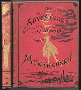 1869 The Adventures Of Baron Munchausen: 4th Edition 216 pages with 30 full page illustrations by Gustave Dore. hinges a little loose 216 pages with 30 full page illustrations by Gustave Dore. hinges a little loose Cassell, Petter, & Galpin