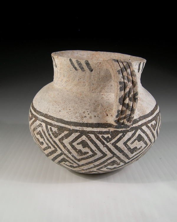 Anasazi Snowflake Mug: Anasazi Snowflake mug, Ca. 950 - 1175 A.D. - Beautiful mug with the "marriage"symbol around the body and classic rim ticking. Intact. 5-1/4" by 4-1/4". Shipping - $15.00
