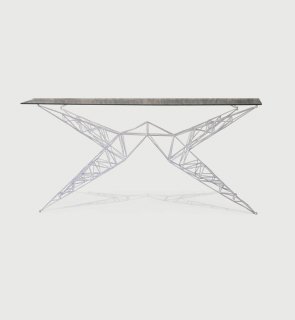 Tom Dixon Pylon desk/console: Produced by Tom Dixon ltd. steel and glass 1983