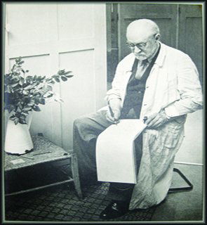 Henri Matisse Sketching.: Silver Gelatin print, 1939, accompanied by a printed sheet on green paper stating Photographie Originale de Matisse par Brassai .Published in a Limited Edition of 1000 Numbered copies Literature- Bras