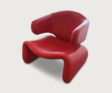 Olivier Mourgue Djinn Chair.: Manufactured by Airborne International. Re-covered in red leather. c. 1964 67cm x 75cm x 70cm