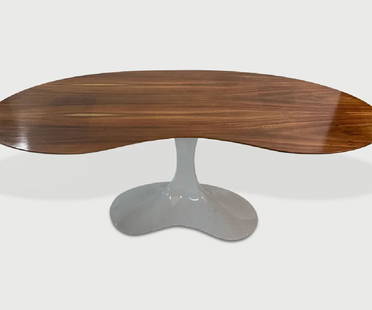 Rudi Bonzanini Kidney shape table.: Rosewood top and white base, manufactured by Technosalotto in Moltova, Italy.