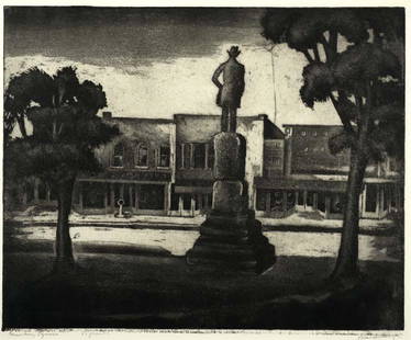 Blanche  McVeigh (Am. 1895-1970), Granbury Square,: Blanche McVeigh (Am. 1895-1970), Granbury Square, aquatint 11 x 14, signed