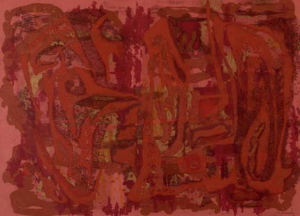 Barbara Maples (Am. 1912-1999), Red Abstraction,: Barbara Maples (Am. 1912-1999), Red Abstraction, silkscreen 16 1/2 x 23, signed lower right: B Maples