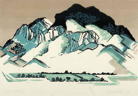 Elizabeth Walmsley (Am. 1900-1993), Taos Sketch,: Elizabeth Walmsley (Am. 1900-1993), Taos Sketch, serigraph 12 1/4 x 17 1/4, signed across bottom: Taos Sketch, Elizabeth Walmsley