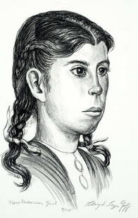 Lloyd Goff (Am. 1908-1982), New Mexican Girl,: Lloyd Goff (Am. 1908-1982), New Mexican Girl, lithograph 12 x 8, Prov. Estate of the Artist; To family by descent, current.