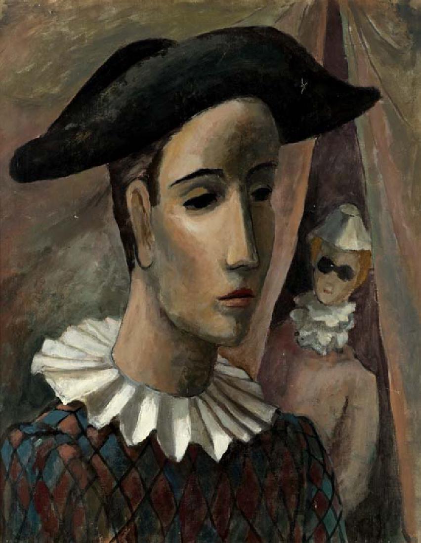 Dickson Reeder (Am. 1912-1970), Harlequin, oil on: Dickson Reeder (Am. 1912-1970), Harlequin, oil on canvasboard 20 x 16,
