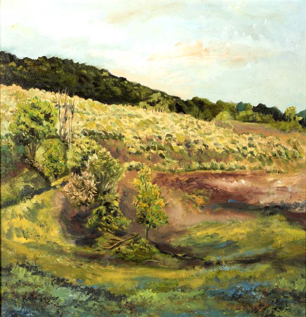 Rolla S. Taylor (Am. 1871-1970), Summer Fields, oil on: Rolla S. Taylor (Am. 1871-1970), Summer Fields, oil on canvas 21 x 21, singed lower left: Rolla Taylor