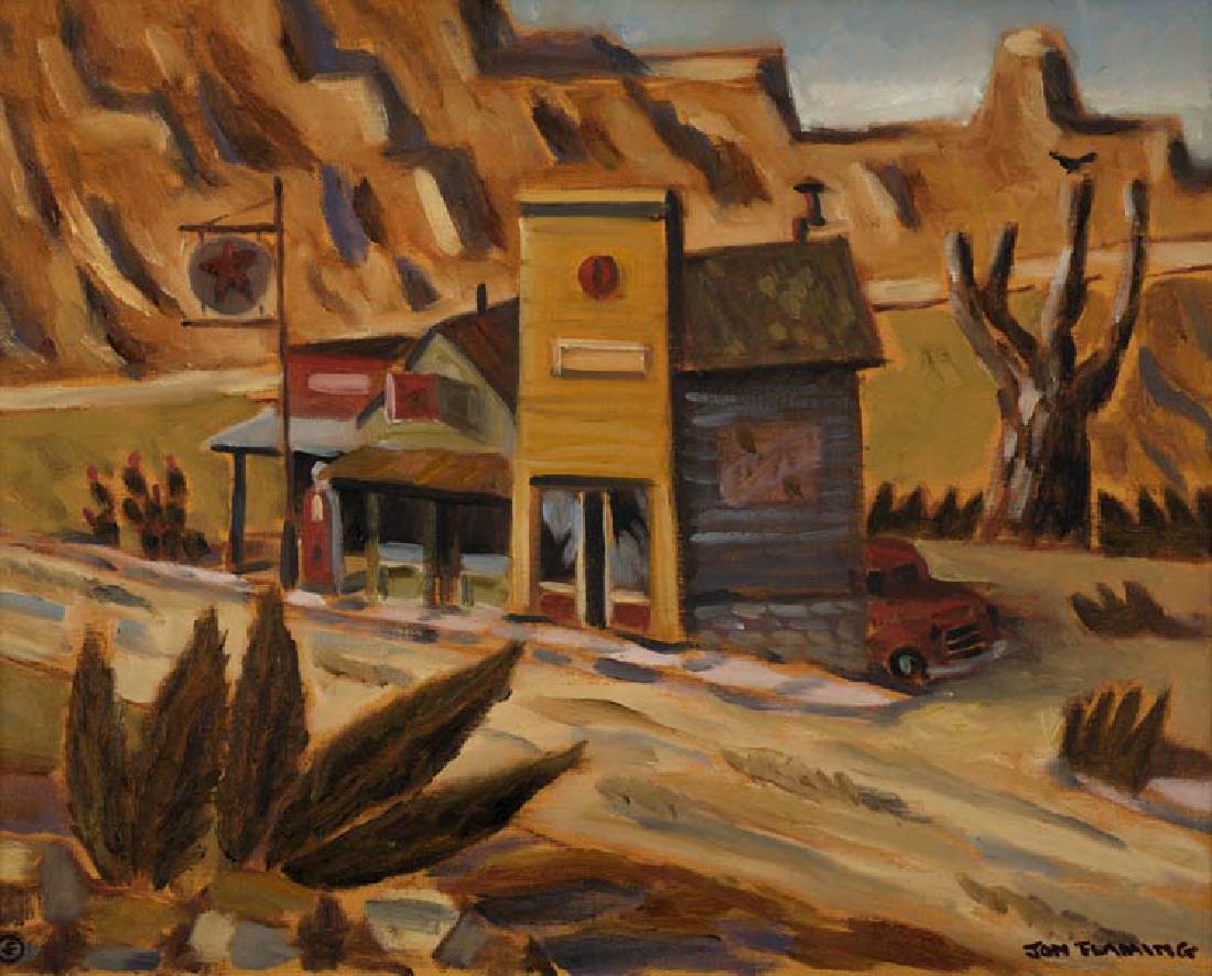 Jon Flaming (Am. 20th Cent.), Abandoned Town, West: Jon Flaming (Am. 20th Cent.), Abandoned Town, West Texas, 2009, oil on canvas 16 x 20, signed lower right: Jon Flaming