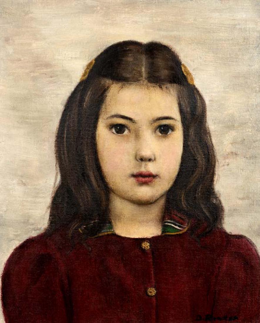 Dickson Reeder (Am. 1912-1970), Ann Holland, Age 6, oil: oil on canvasboard, 14 x 12, signed lower right: D Reeder