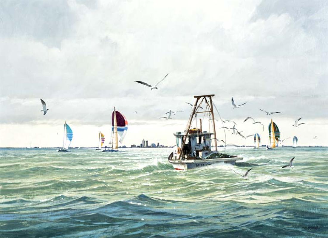 Al Barnes (Am. 1937-2015), Sparkling City by the Sea, (1 of 1)