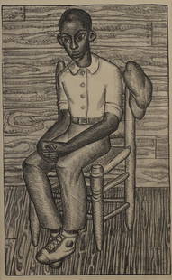 Kathleen Blackshear (Am. 1897-1988), Portrait of: Kathleen Blackshear (Am. 1897-1988), Portrait of Richard Gould, lithograph, 11 1/2 x 7,