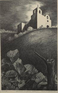 Frank Callcott (Am. 1891-1979), Goliad, 100 Years,: Frank Callcott (Am. 1891-1979), Goliad, 100 Years, lithograph, 16 x 10, signed lower right: Frank Callcott