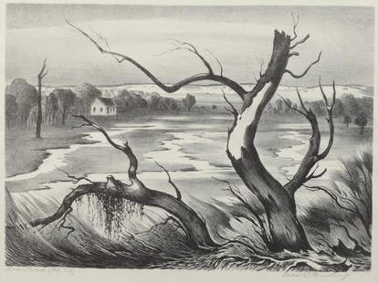 Charles Bowling (Am. 1891-1985), Lowland, lithograph: Charles Bowling (Am. 1891-1985), Lowland, lithograph, 9 x 12, signed across bottom: Lowland, Ed. 20, Chas T Bowling