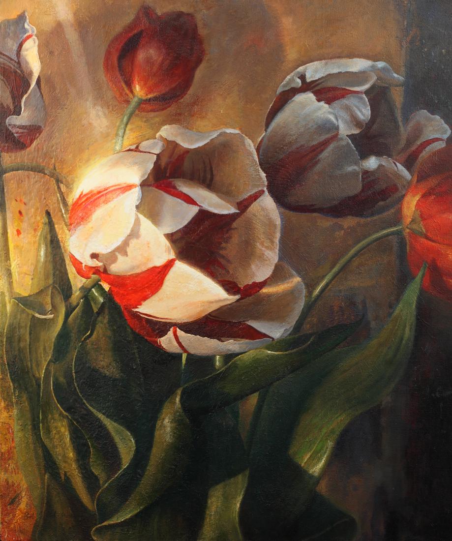 Bob Stuth-Wade (Am. 1953-), Tulips, oil on canvas: Bob Stuth-Wade (Am. 1953-), Tulips, oil on canvas, 35 x 30, signed lower left Bob Stuth-Wade