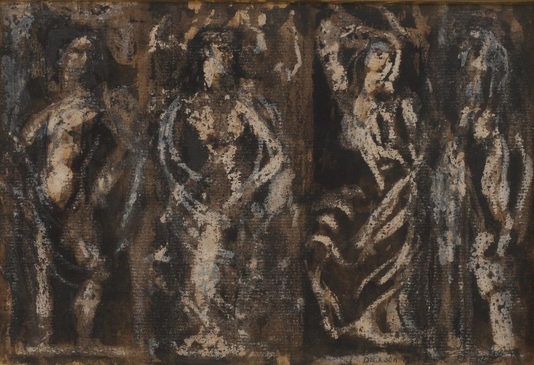 Dickson Reeder (Am. 1912-1970), Frieze I, ink wash and: Dickson Reeder (Am. 1912-1970), Frieze I, ink wash and wax, 6 1/4 x 9, signed lower right: Dickson Reeder