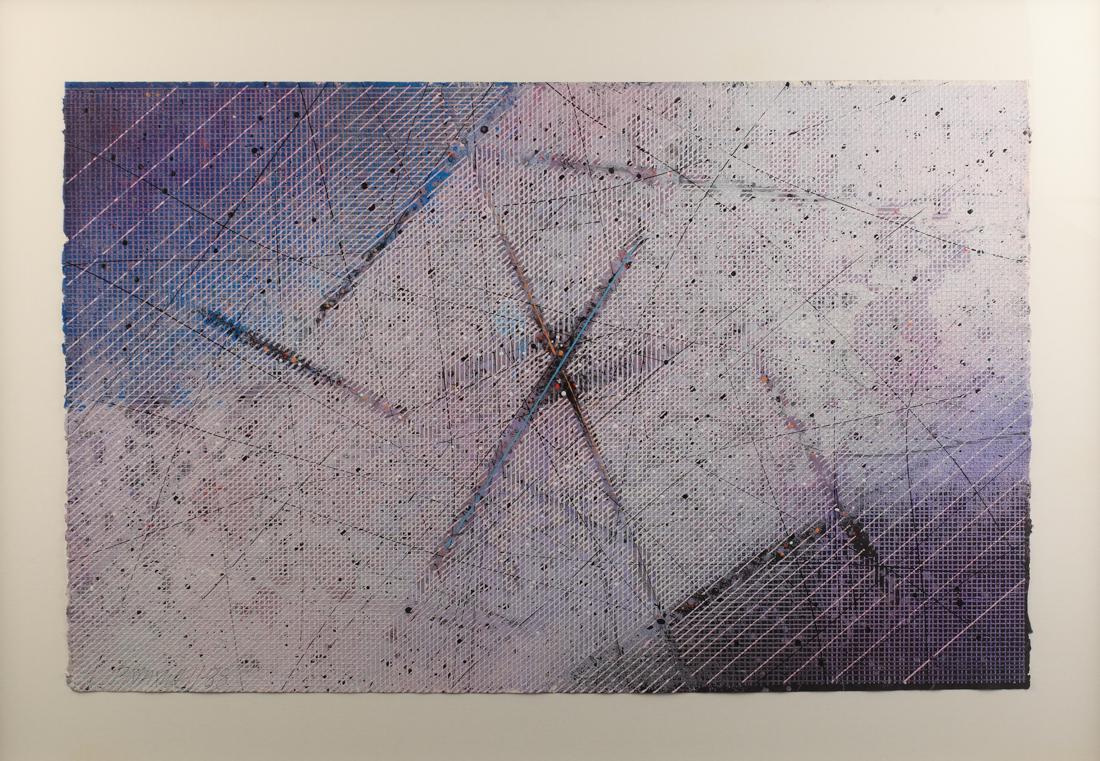 Paul Maxwell (Am. 1925-2015), Stencil Graph, 1988,: Paul Maxwell (Am. 1925-2015), Stencil Graph, 1988, mixed media on paper, 24 x 40, signed lower left: P Maxwell, 88