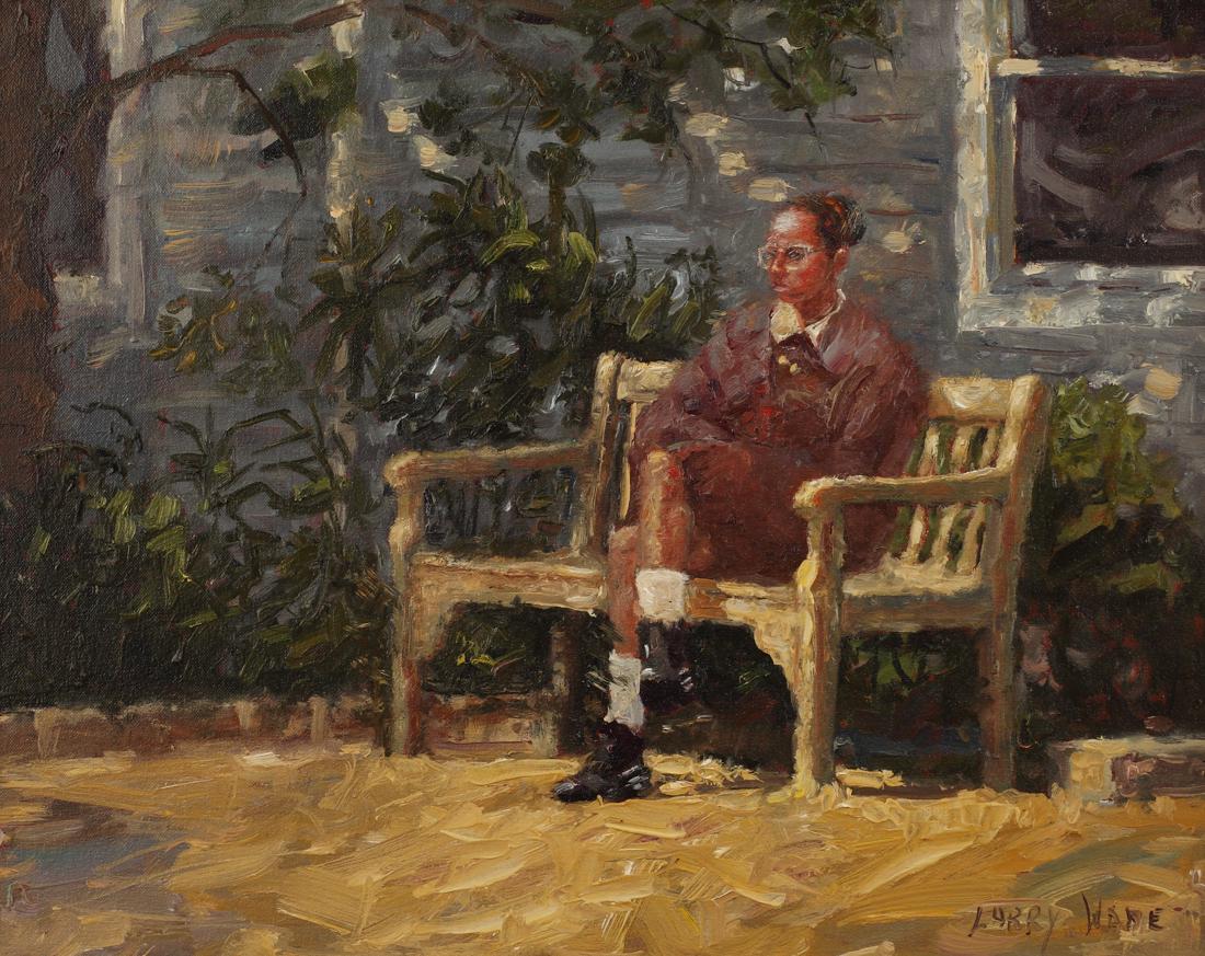 Larry Wade (Am. 20th Cent.), Pondering, 1995, oil on: Larry Wade (Am. 20th Cent.), Pondering, 1995, oil on canvasboard, 15 1/2 x 30, signed lower right: Larry Wade
