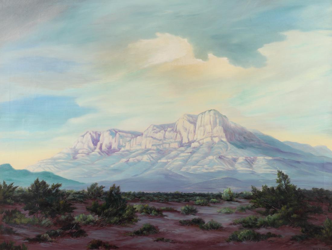 Kate Ball (Am. 1891-1973), Guadalupe Peak, West Texas,: Kate Ball (Am. 1891-1973), Guadalupe Peak, West Texas, oil on canvas, 30 x 40, signed lower right: Kate K. Ball, F.I.A.L.