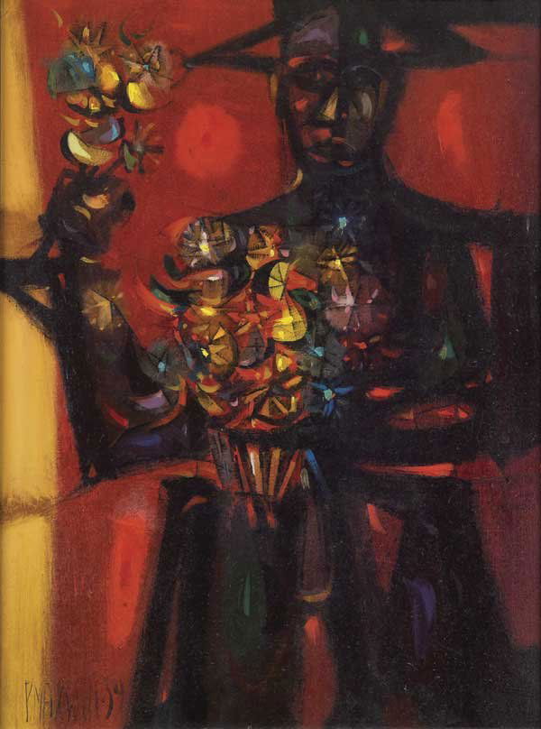 Paul Maxwell (Am. 1925-): Untitled, 1959 oil on canvas 40 x 30