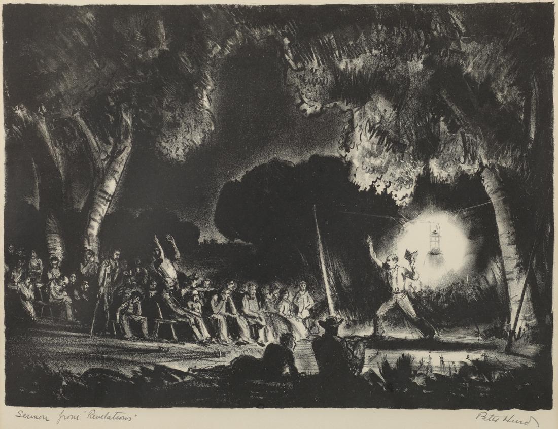 Peter Hurd (Am. 1904-1984), Sermon from Revelations,: lithograph, 10 x 13 1/2, signed lower right: Peter Hurd
