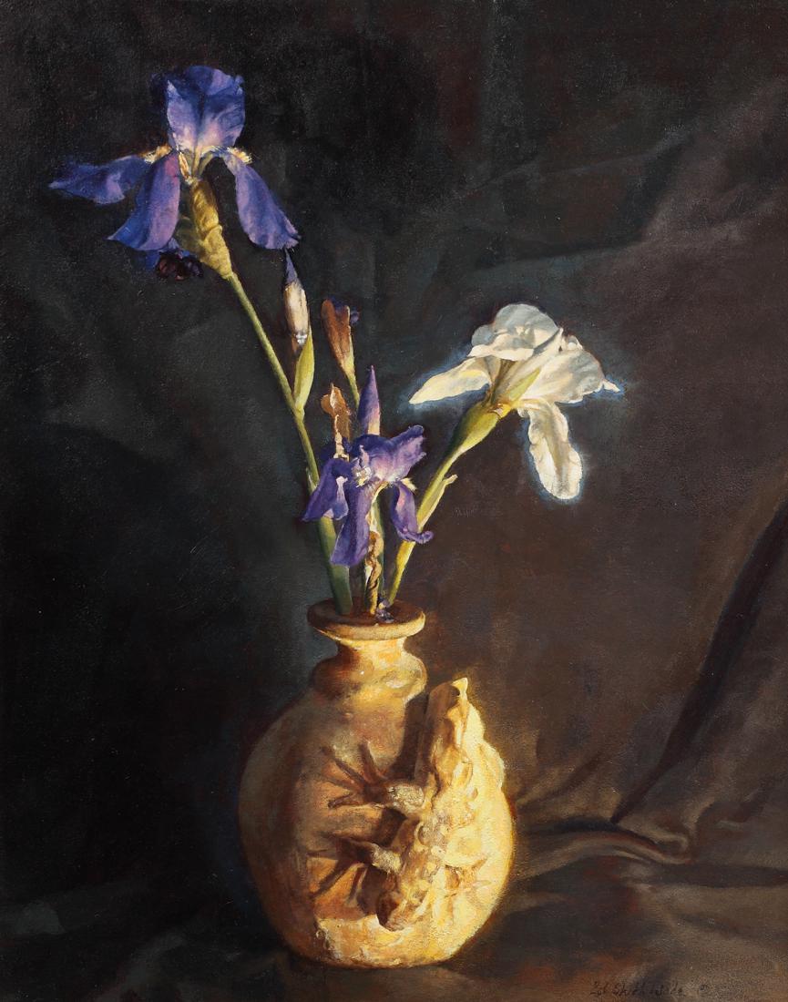 Bob Stuth-Wade (Am. 1953 - ) , Crawling Down. Growing: oil on masonite, 20 x 16 , signed lower right: Bob Stuth Wade