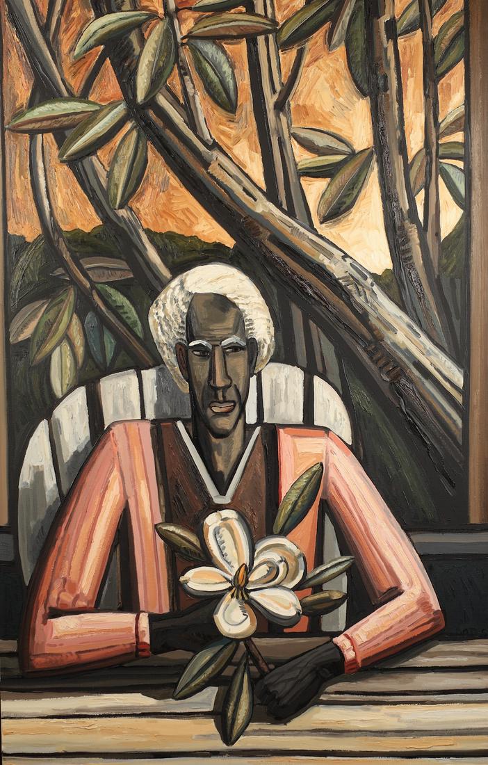 David Bates (Am. 1952-), Baton Rouge, Portrait of 1990,: oil on canvas, 76 x 48, signed lower right: Bates, Provenance: Charles Cowles Gallery, New York, NY; Private Collection, Hawaii; Arthur Roger Gallery, New Orleans, LA; Private Collection, acquired fro