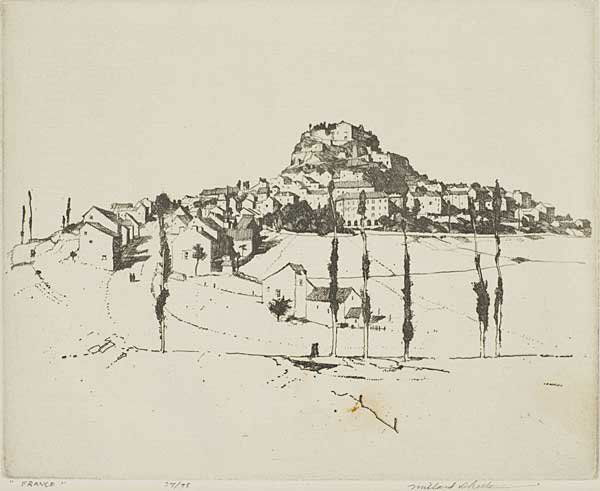 Millard Sheets (Am. 1907-1989): France, 27/75 Etching 6 x 7 1/4