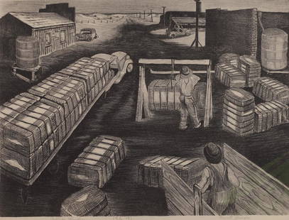 Merritt Mauzey (Am. 1898-1973), Public Weigher, Ed. 15,: Public Weigher, Ed. 15, lithograph, 12 1/8 x 16 1/4, signed across bottom: Public Weigher (Ed. 15), This image is in the collection of the Birmingham Museum of Art and the Gilcrease Museum.