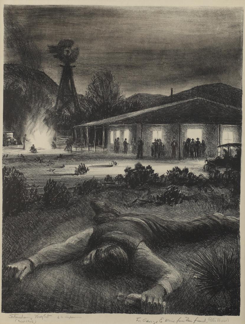 Peter Hurd (Am. 1904-1984), Saturday Night, 36 Edition,: Saturday Night, 36 Edition, lithograph, 15 1/2 x 12, signed lower right: Peter Hurd