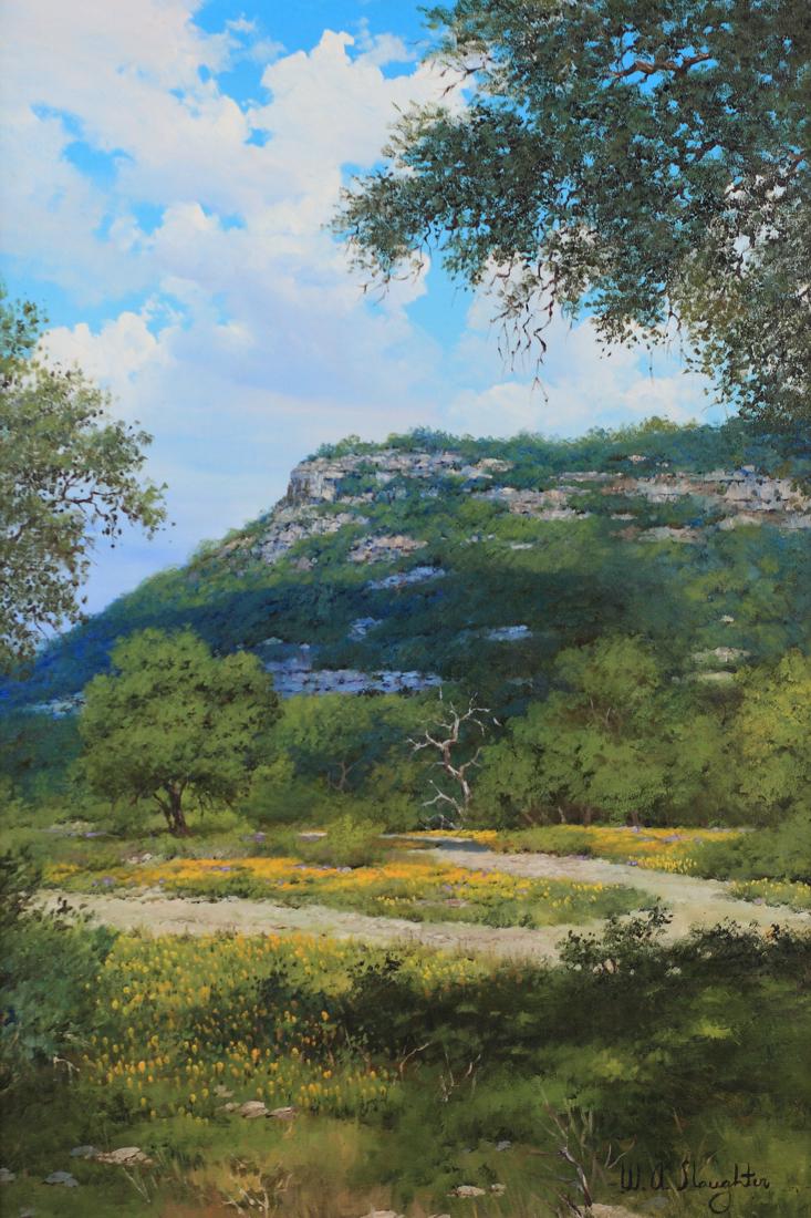 William A. Slaughter (Am. 1923-2003), Spring Texas: Spring Texas Landscape, oil on canvas, 36 x 24 , signed lower right: W.A. Slaughter