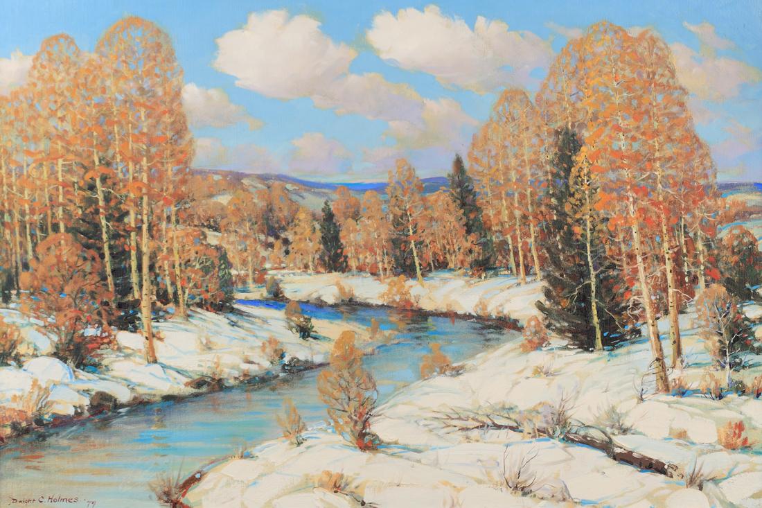 Dwight Holmes (Am. 1900-1986), Aspens in Ruidoso, NM,: Aspens in Ruidoso, NM, Aspens in Ruidoso, NM 1979, oil on canvas, signed lower right: Dwight C. Holmes '79