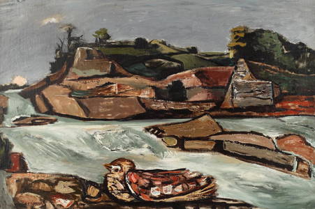 Everett Spruce (Am. 1908-2002), Riverbird, oil on