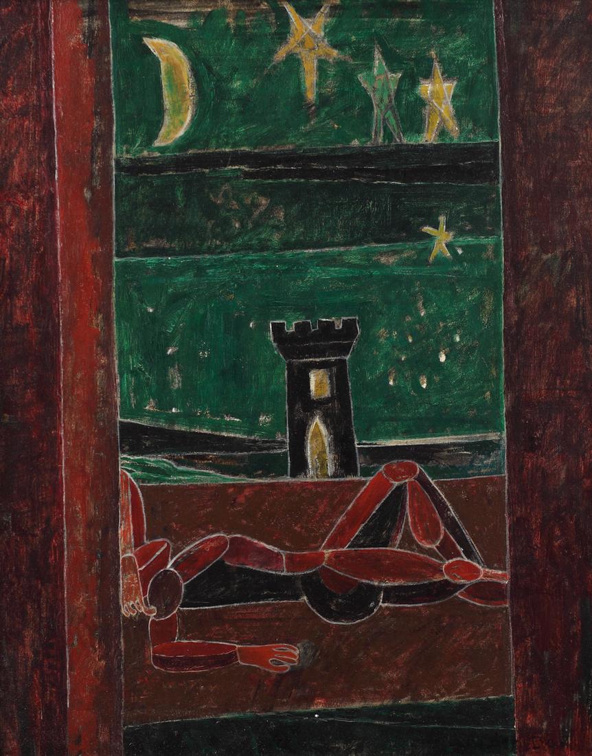 Carden Bailey (Am. 1911-1942), Castle, oil on panel: Castle, oil on panel, 20 x 16, signed lower right: Carden Bailey