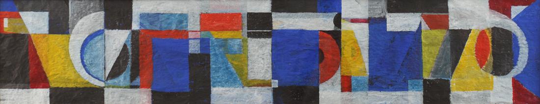 Seymour Fogel (Am. 1911-1984), Totem, mixed media on: Totem, mixed media on paper, 9 x 44, estate stamped lower left