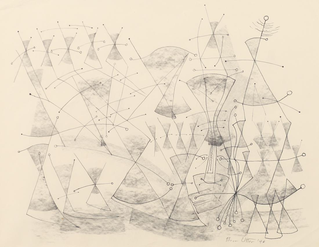 Bror Utter (Am. 1913-1993), Untitled, graphite and ink: Untitled, graphite and ink on paper, 10 1/4 x 13 1/4, signed lower right: Bror Utter, '48