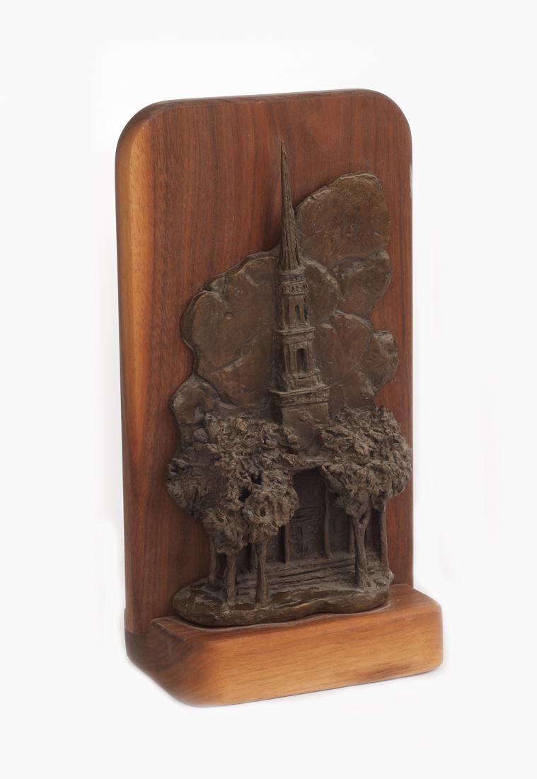 Carol Thornton (Am. 1926-2013), Chapel, bronze: Chapel, bronze, 11 1/2 x 6 x 3 1/8, signed lower left: CT
