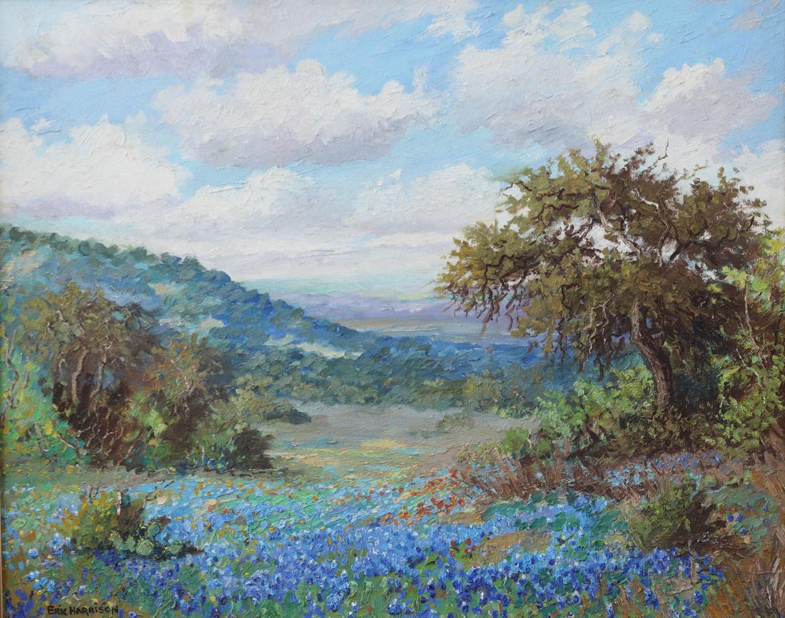 Eric Harrison (Am. Bn. 1971-), Bluebonnets in the Hill: Bluebonnets in the Hill Country, oil on canvas, 16 x 20 , signed lower left: Eric Harrison