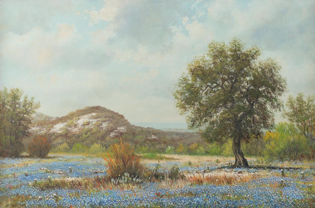 William R. Thrasher (Am. 1908-1997), Bluebonnet: Bluebonnet Landscape, oil on canvas, 24 x 36, signed lower left: WR Thrasher