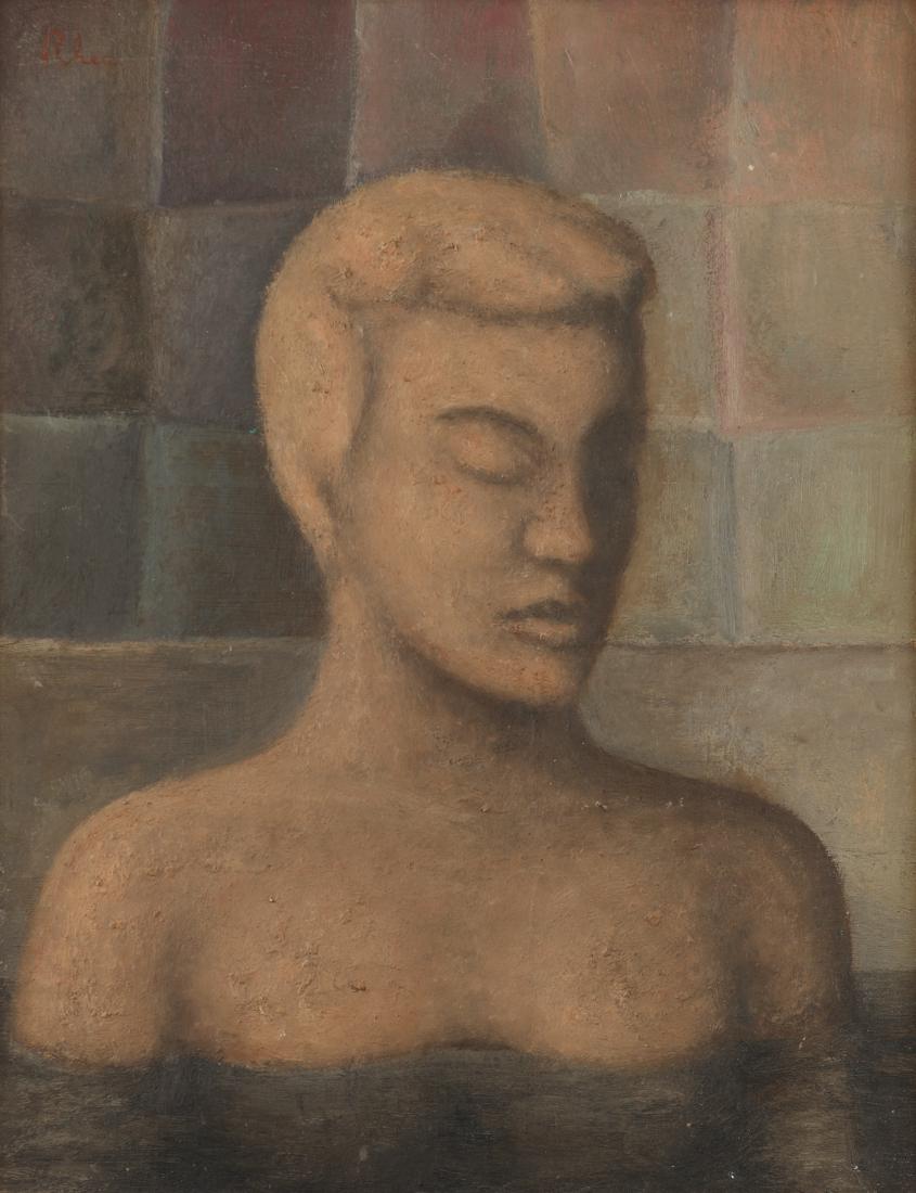 Travis Lea Rhea (Am. 1927-2010), The Bath, oil on board: The Bath, oil on board, 13 x 10, signed lower left: Rhea; Texas Fine Arts Association Exhibition label on verso