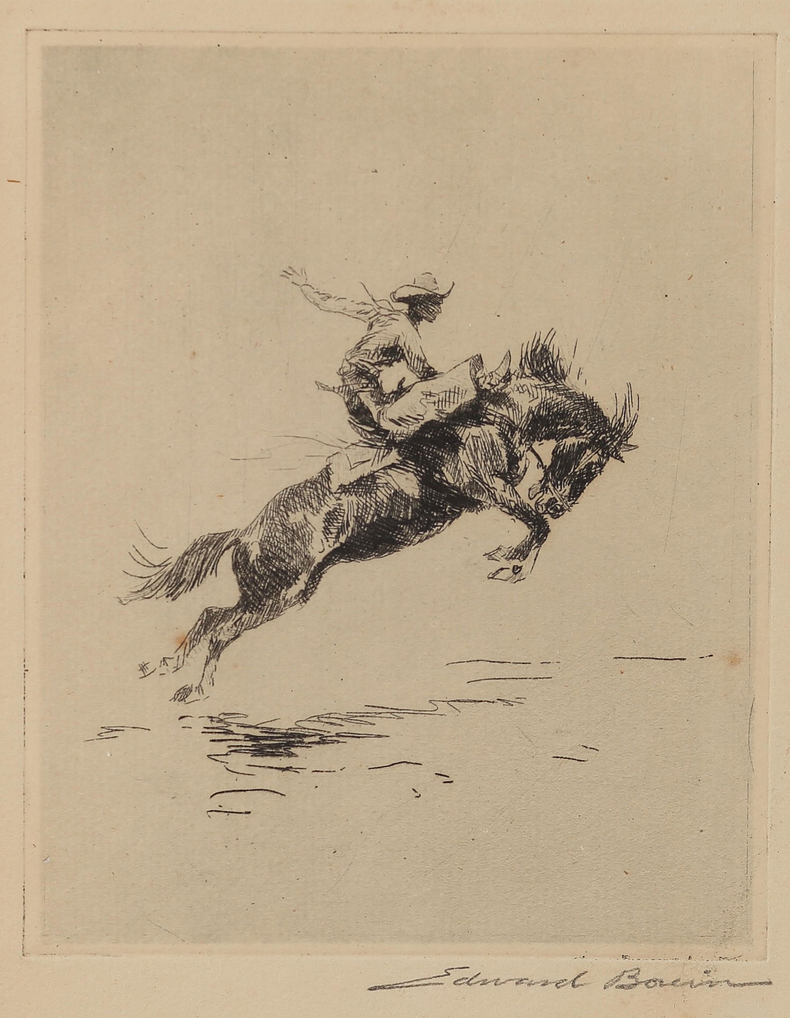 Edward Borein (Am. 1872-1945), Breaking the Branco, (1 of 2)