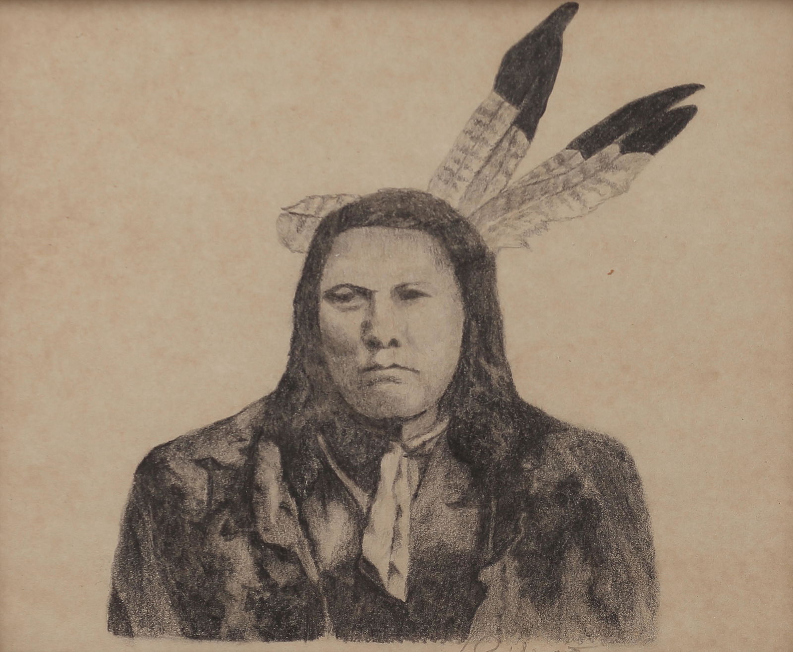 Vaughan Wyatt (Am. 20th Cent.), Indian Portrait,: Indian Portrait, graphite on paper, 8 x 10, signed lower right: Vaughan Wyatt, This lot is from the Western Art Collection of William Moore Noble, Sr. For more information see page 67.